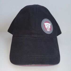 Jaguar Luxury Car Black Structured Strapback Hat Patch Racing Logo Adjustable